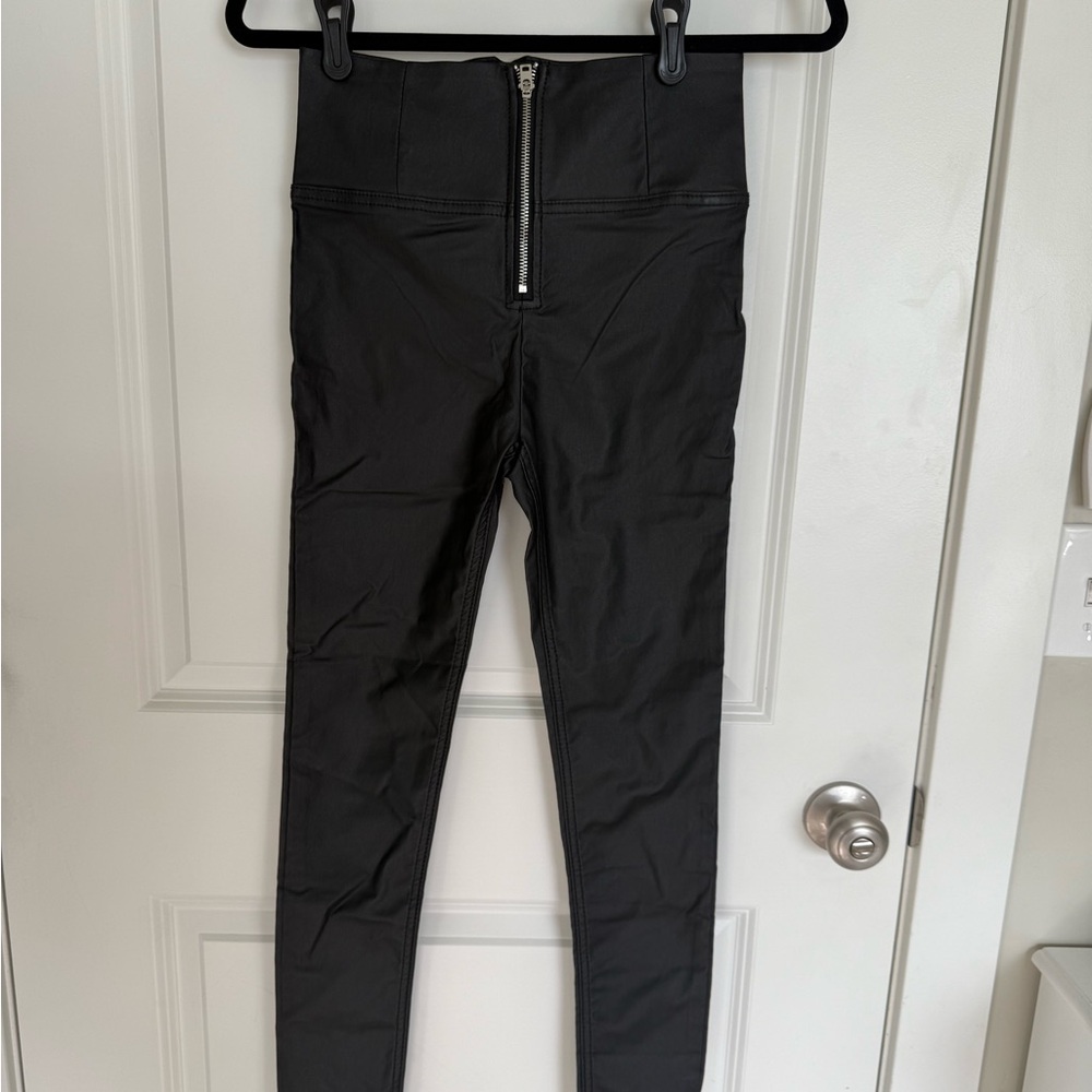 Black High-Waisted Pants with Front Zipper